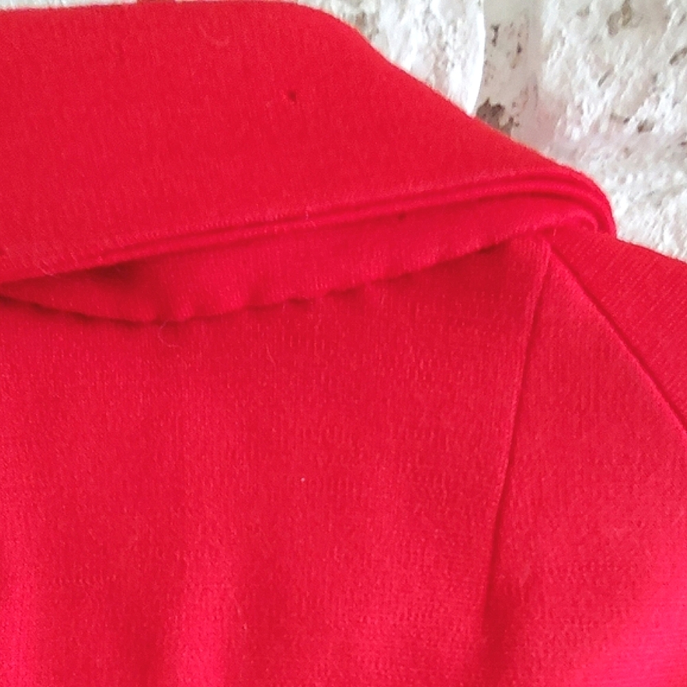 Vintage 50's Kagels Red 100% Wool Swing Jacket Fur Trim Retro Winter Coat Lined - Picture 8 of 15